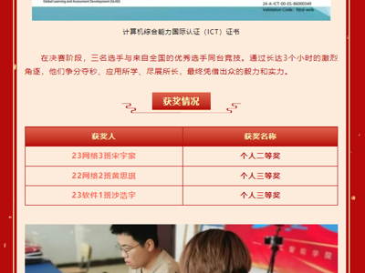永利官网学子在全国计算机应用能力与数字素养大赛中斩获佳绩，闪耀科技舞台
